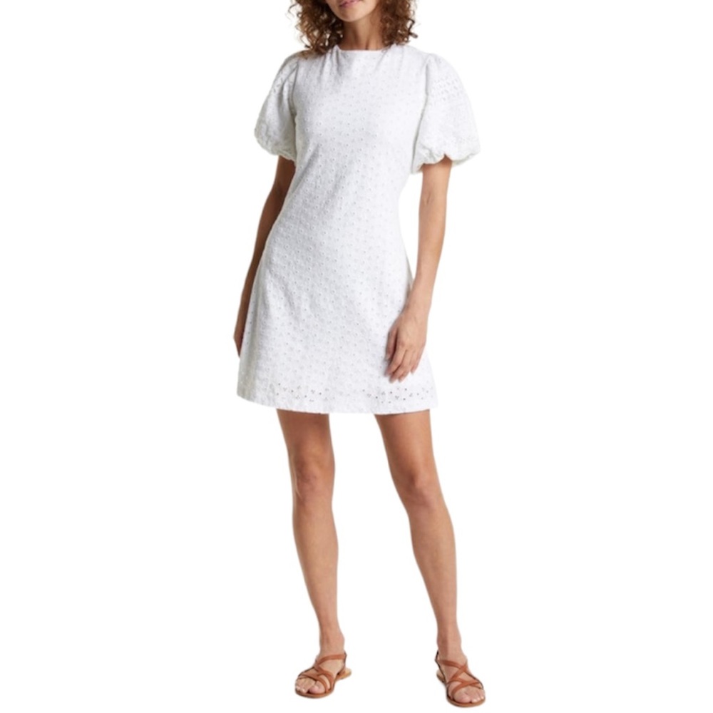 Free People Apricot Rose Puff Sleeve Eyelet Dress